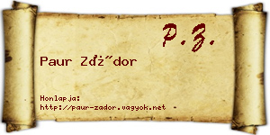 Paur Zádor névjegykártya